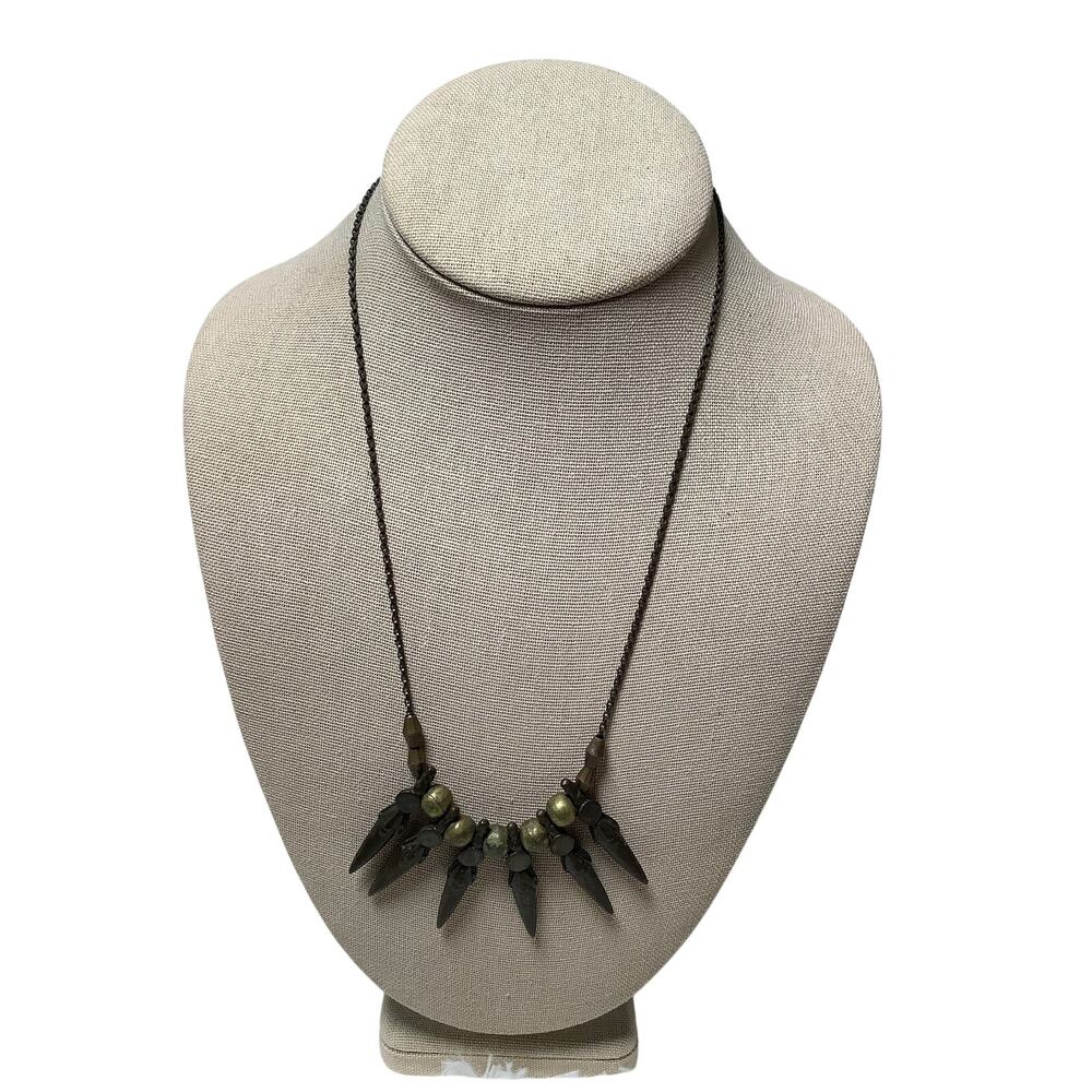BIKO Brass Spike Claw Dagger Bib Statement Necklace Boho Gothic Vintage F15-10